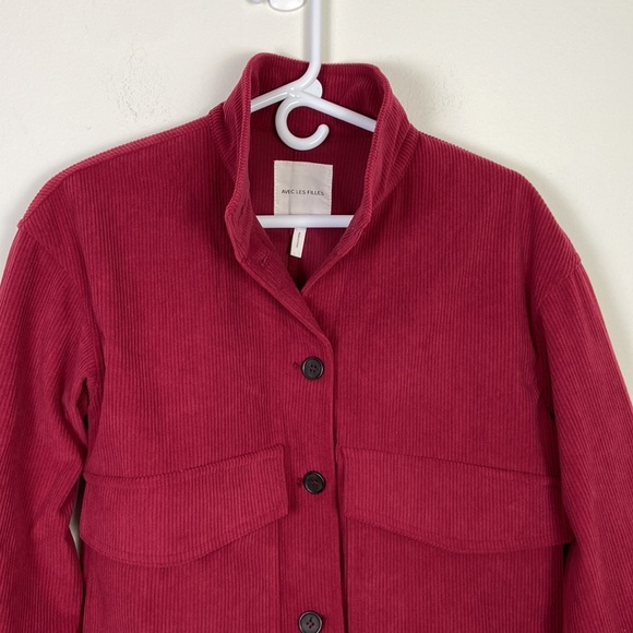 Avec Les Filles Anthropologie Red Corduroy Jacket Women's XS Cropped Cottagecore - Picture 3 of 11